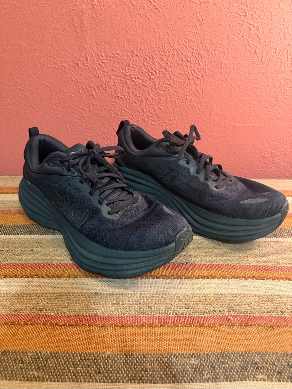 Hoka One One Bondi 8 Men Sz 11D Triple Black Running Shoes 1123202 BBLC Sneaker